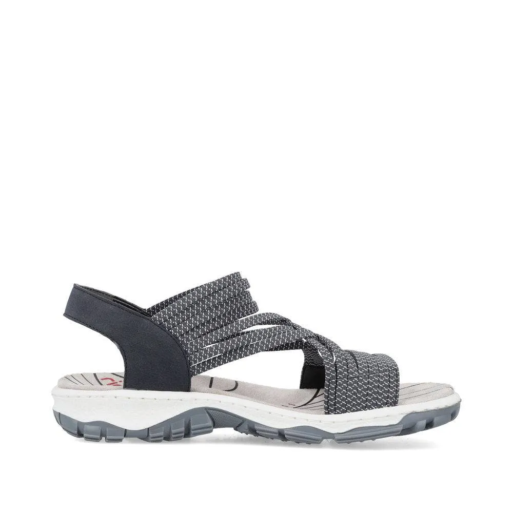 Rieker 68888-14 Ladies Navy Blue Synthetic Pull On Sandals
