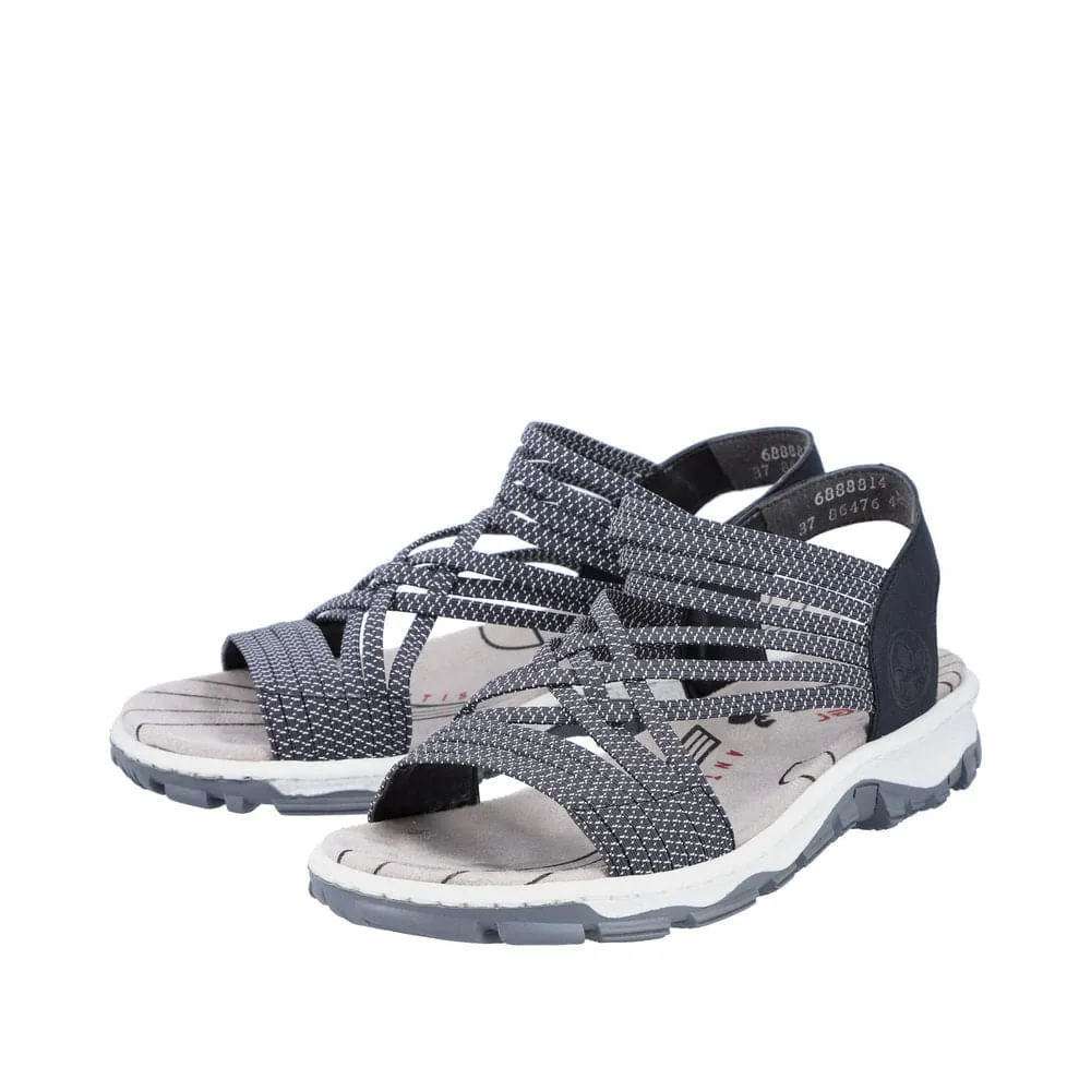 Rieker 68888-14 Ladies Navy Blue Synthetic Pull On Sandals