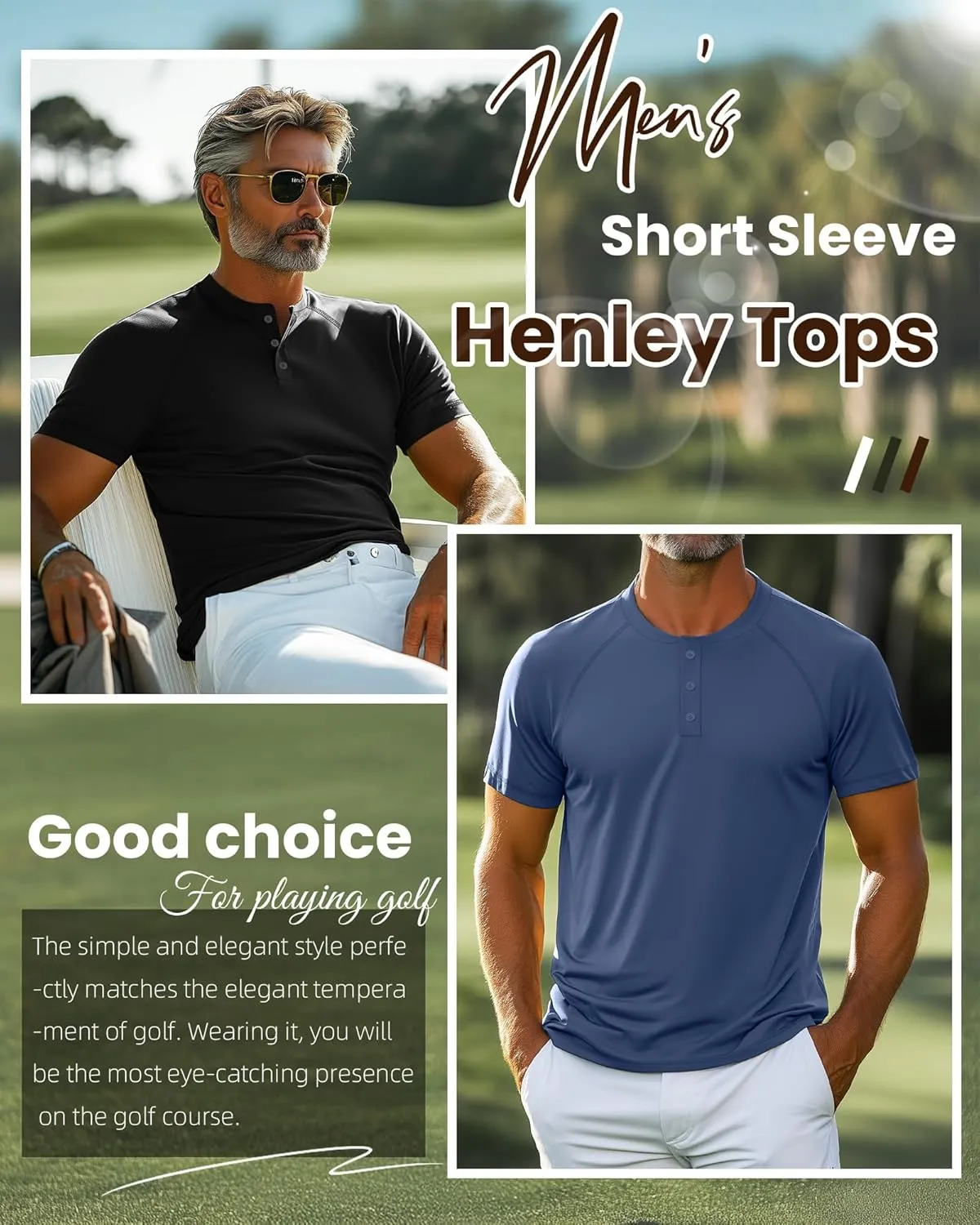 Riyiper 3 Pack Henley Shirts for Men Short Sleeve Raglan M-5XL Cotton Regular and Big Tall Tops Casual Summer Basic Tee
