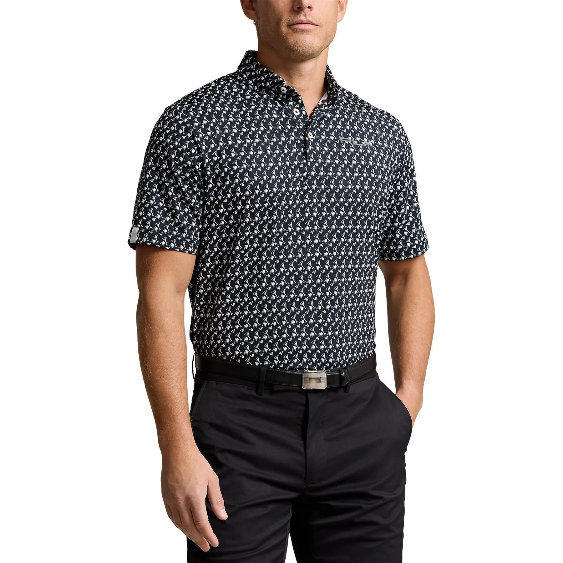 RLX Printed Lightweight Airflow Polo Black Tux - SS24