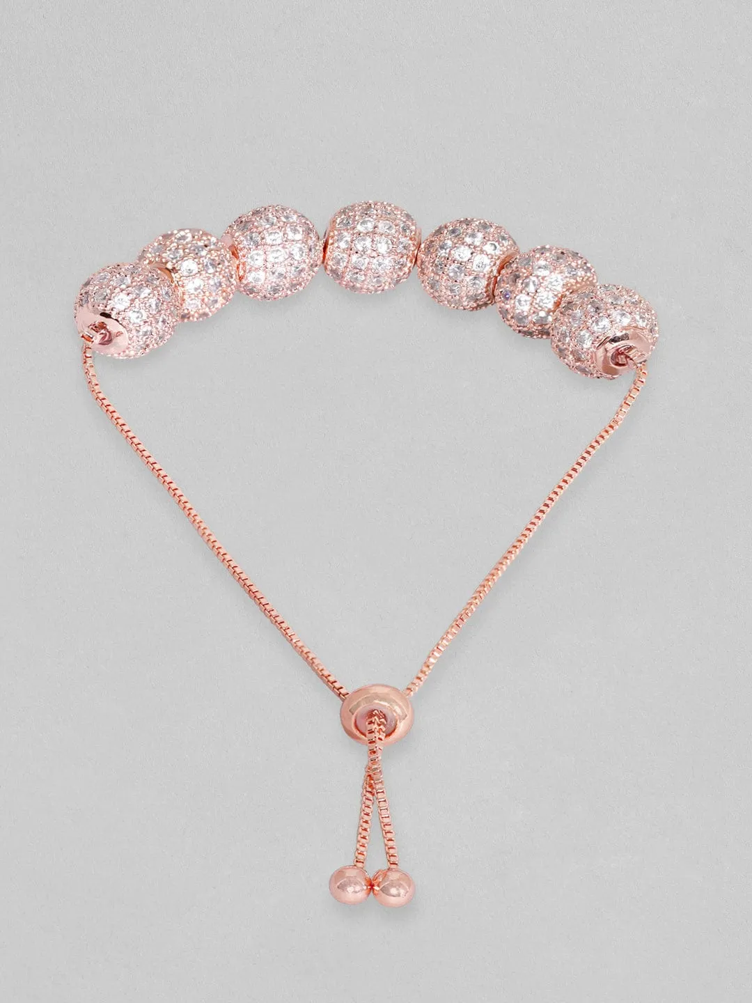 Rubans Women Rose Gold & White Brass Cubic Zirconia Rose Gold-Plated Bracelet