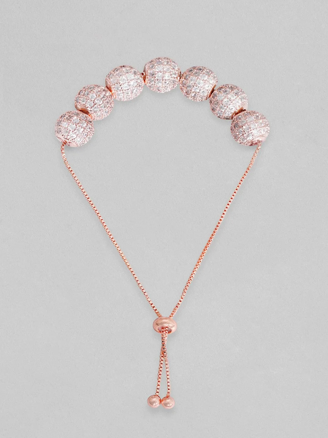 Rubans Women Rose Gold & White Brass Cubic Zirconia Rose Gold-Plated Bracelet