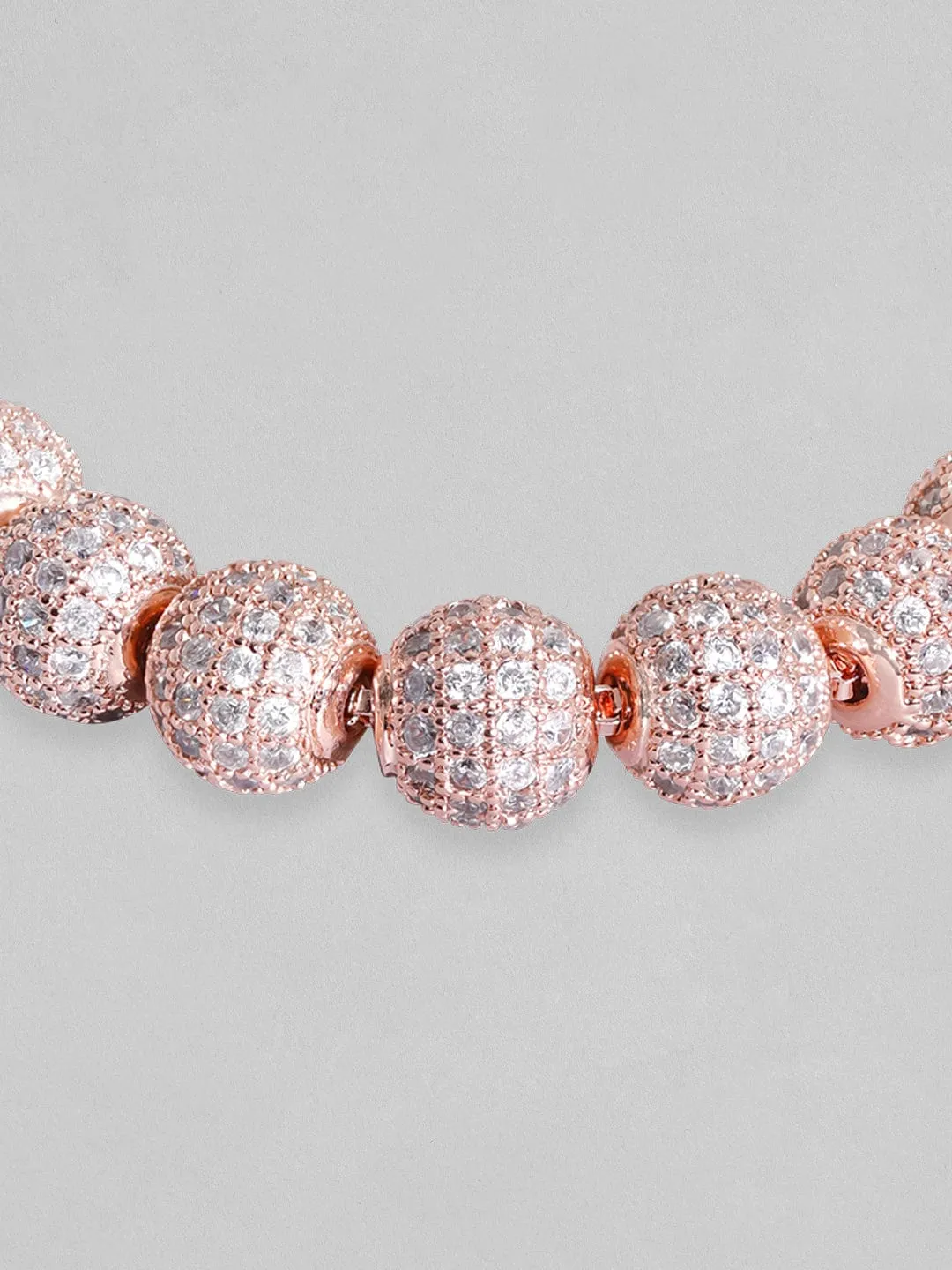 Rubans Women Rose Gold & White Brass Cubic Zirconia Rose Gold-Plated Bracelet