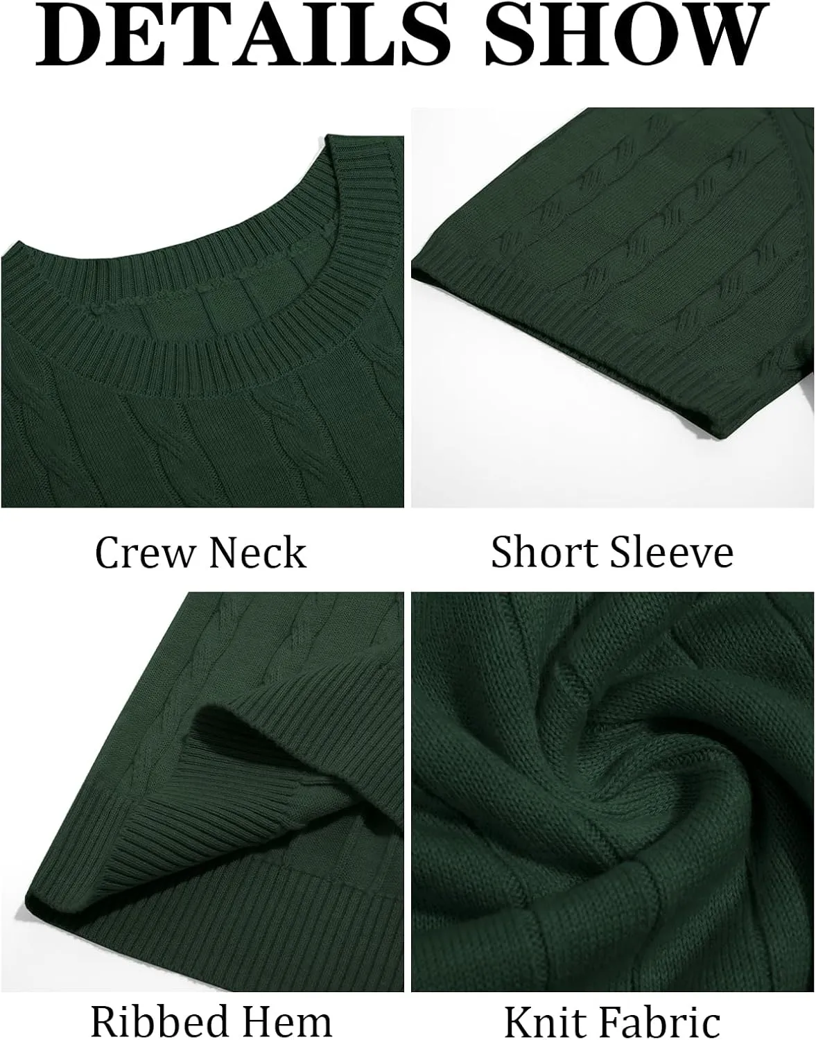 Runcati Mens Knit Short Sleeve T Shirts Casual Crewneck Slim Fit Shirt Cable Knitted Stretch Pullover Tees