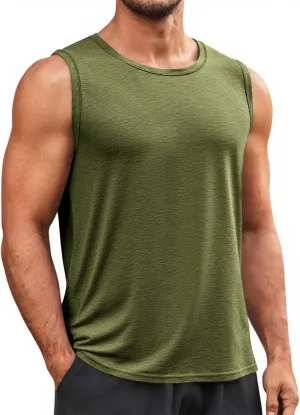 Runcati Mens Sleeveless Tank Tops Workout Cut Off Shirt Muscle Athletic Gym Summer Beach T Shirts