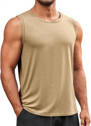 Runcati Mens Sleeveless Tank Tops Workout Cut Off Shirt Muscle Athletic Gym Summer Beach T Shirts