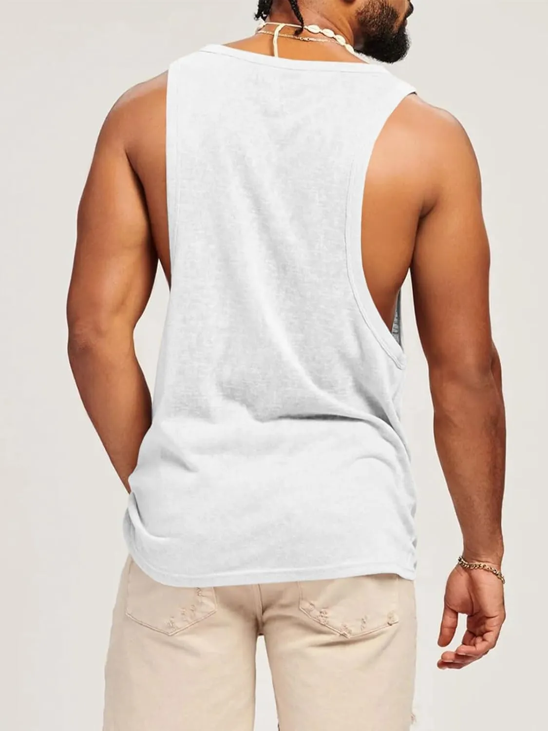 Runcati Mens Workout Tank Tops Sleeveless Shirt Muscle Gym Bodybuilding Fitness Training Loose Fit T Shirts