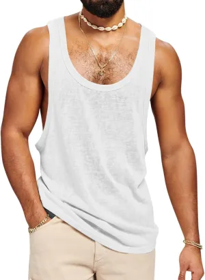 Runcati Mens Workout Tank Tops Sleeveless Shirt Muscle Gym Bodybuilding Fitness Training Loose Fit T Shirts