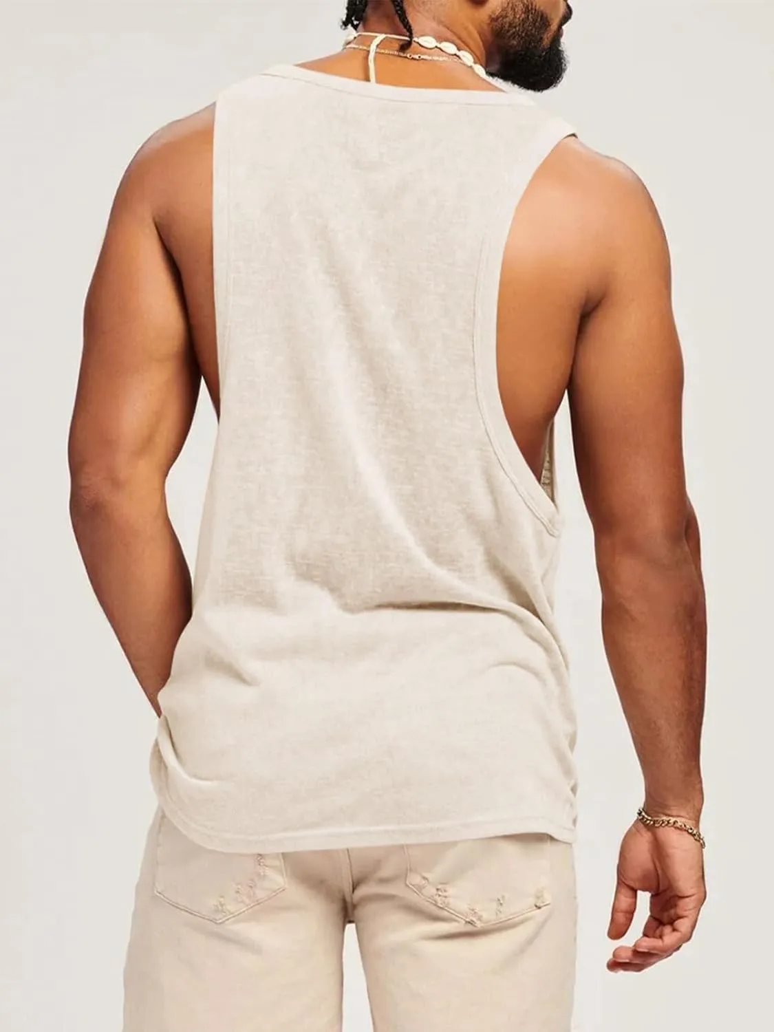 Runcati Mens Workout Tank Tops Sleeveless Shirt Muscle Gym Bodybuilding Fitness Training Loose Fit T Shirts
