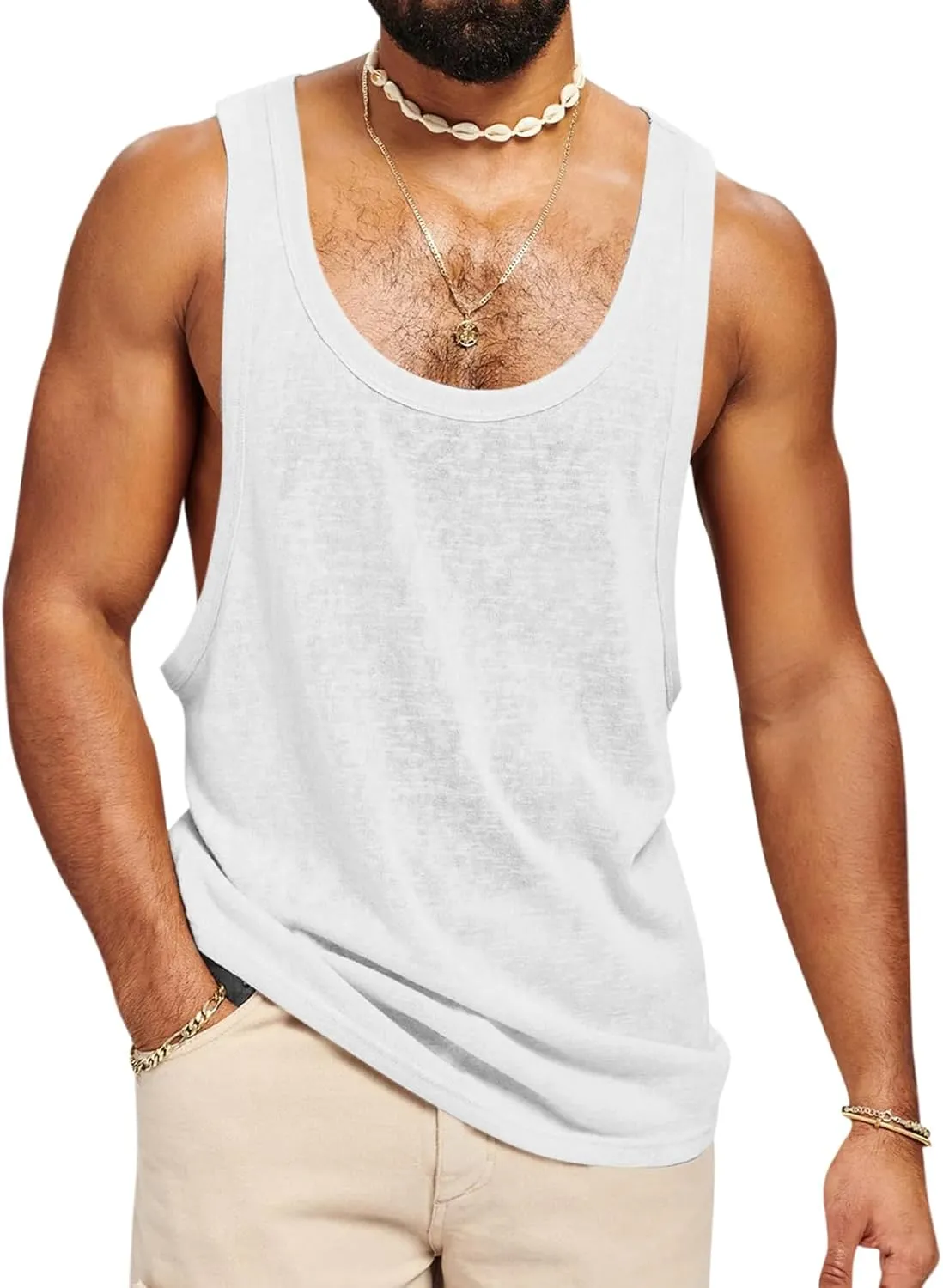 Runcati Mens Workout Tank Tops Sleeveless Shirt Muscle Gym Bodybuilding Fitness Training Loose Fit T Shirts