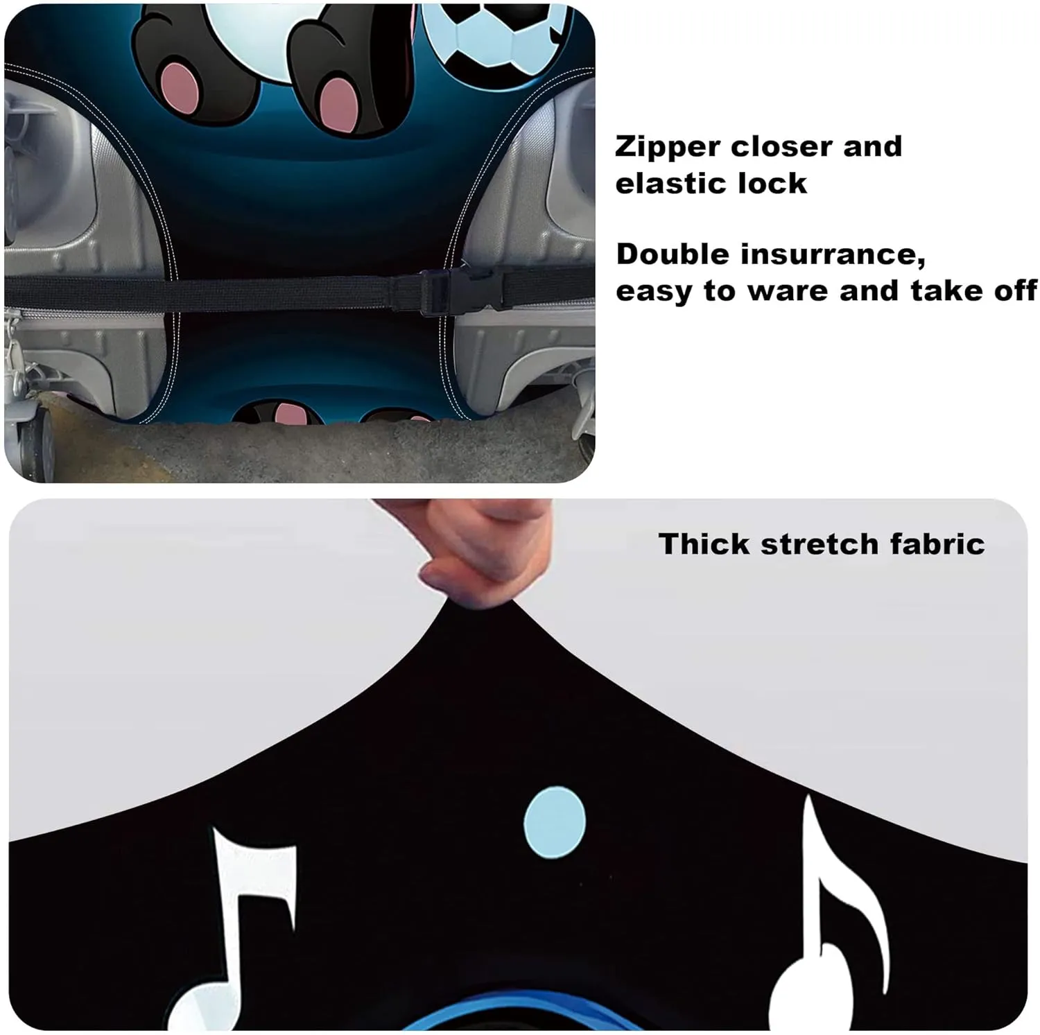 RYUITHDJP Luggage Cover for Suitcase 22-24 Inchs, Premium Zipper Close Protect and Personalize Your Luggage - Cute Panda