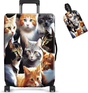 RYUITHDJP Luggage Cover for Suitcase 26-28 Inchs, Premium Zipper Close Protect and Personalize Your Luggage - Cute Cat