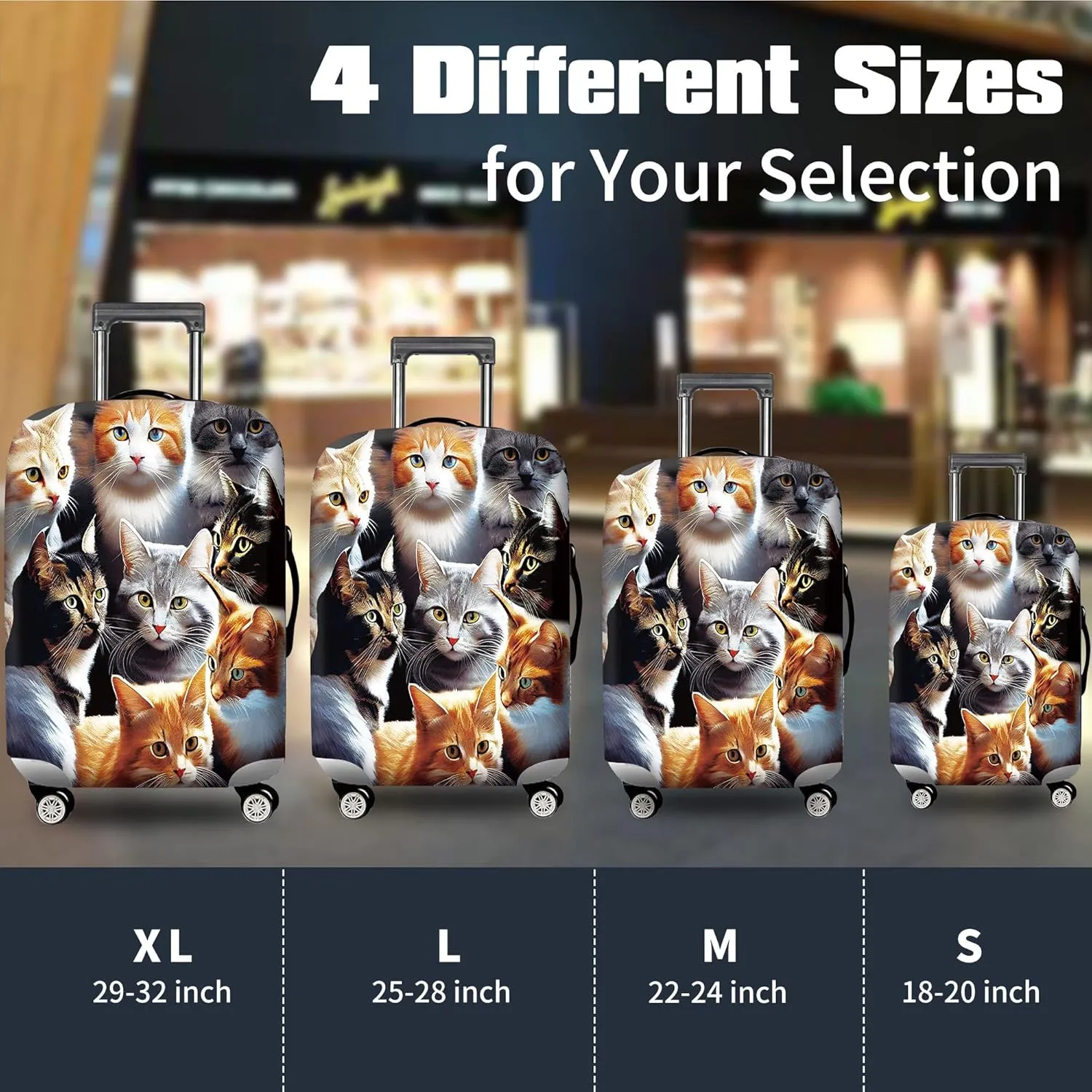 RYUITHDJP Luggage Cover for Suitcase 26-28 Inchs, Premium Zipper Close Protect and Personalize Your Luggage - Cute Cat