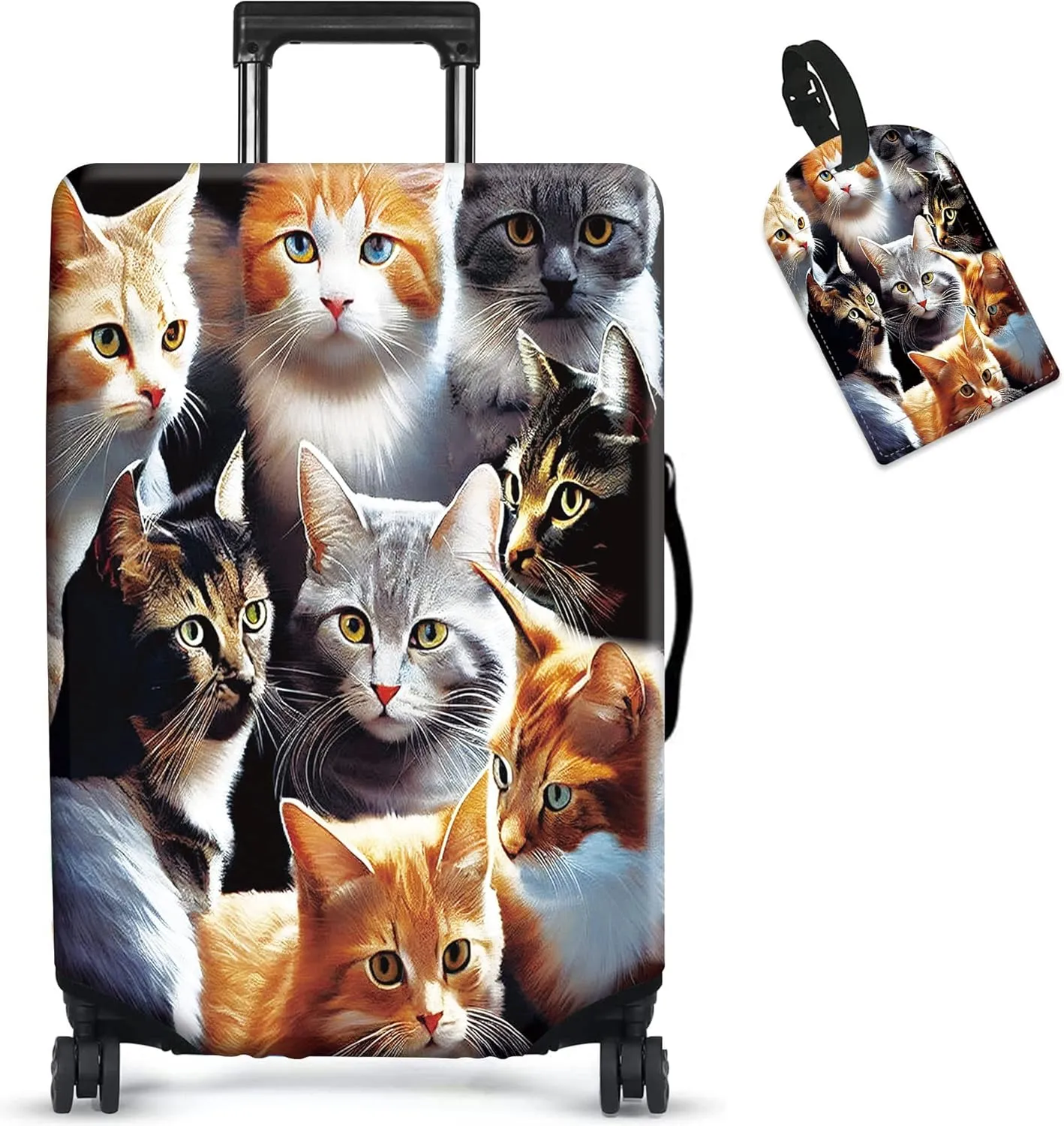 RYUITHDJP Luggage Cover for Suitcase 26-28 Inchs, Premium Zipper Close Protect and Personalize Your Luggage - Cute Cat