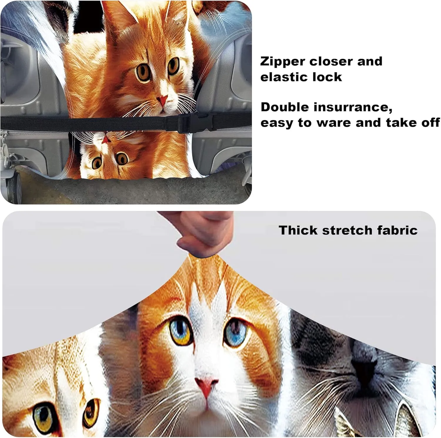 RYUITHDJP Luggage Cover for Suitcase 26-28 Inchs, Premium Zipper Close Protect and Personalize Your Luggage - Cute Cat