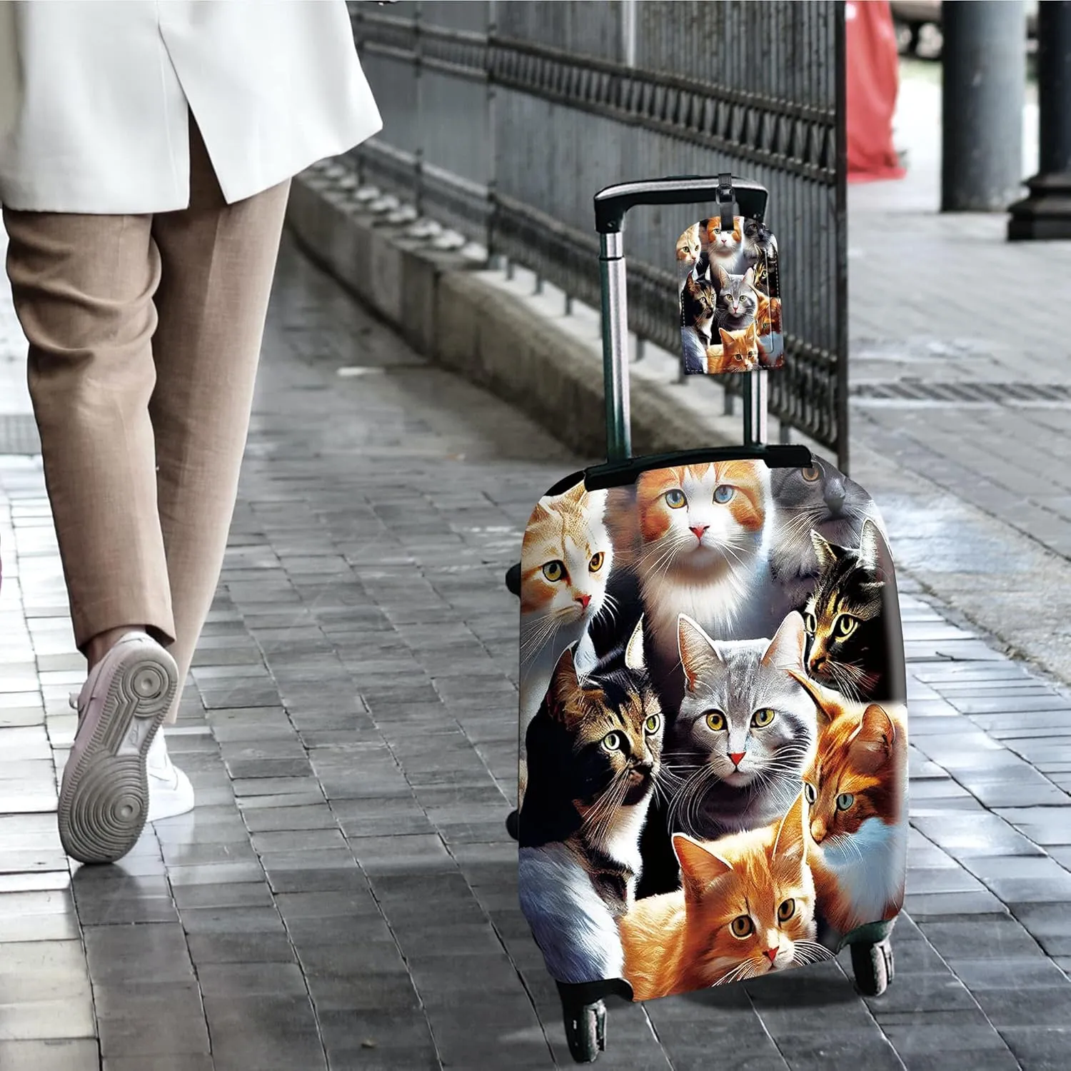 RYUITHDJP Luggage Cover for Suitcase 26-28 Inchs, Premium Zipper Close Protect and Personalize Your Luggage - Cute Cat