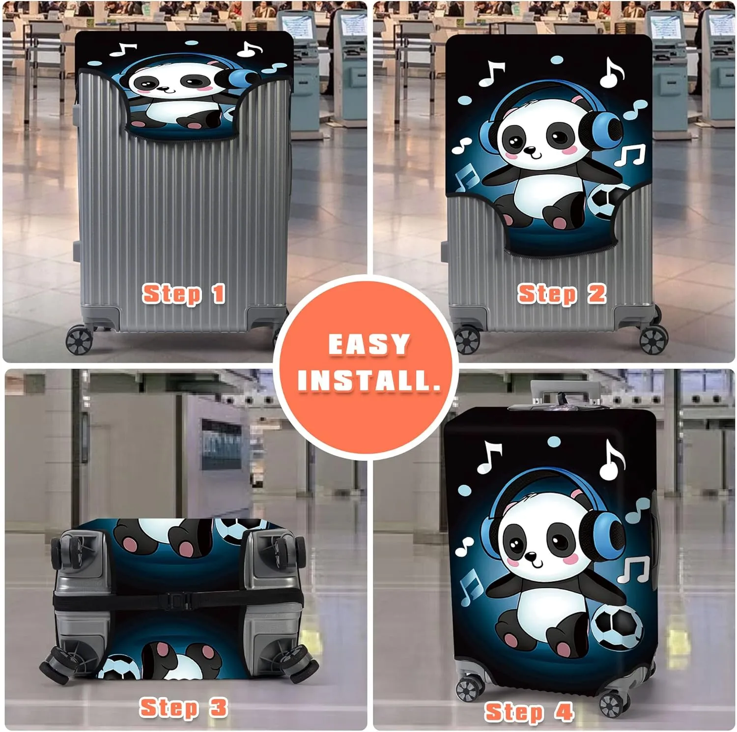 RYUITHDJP Suitcase Cover 18-22 Inches, Luggage Cover for Suitcase Premium Zipper Close Protect and Personalize Your Luggage - Cute Panda