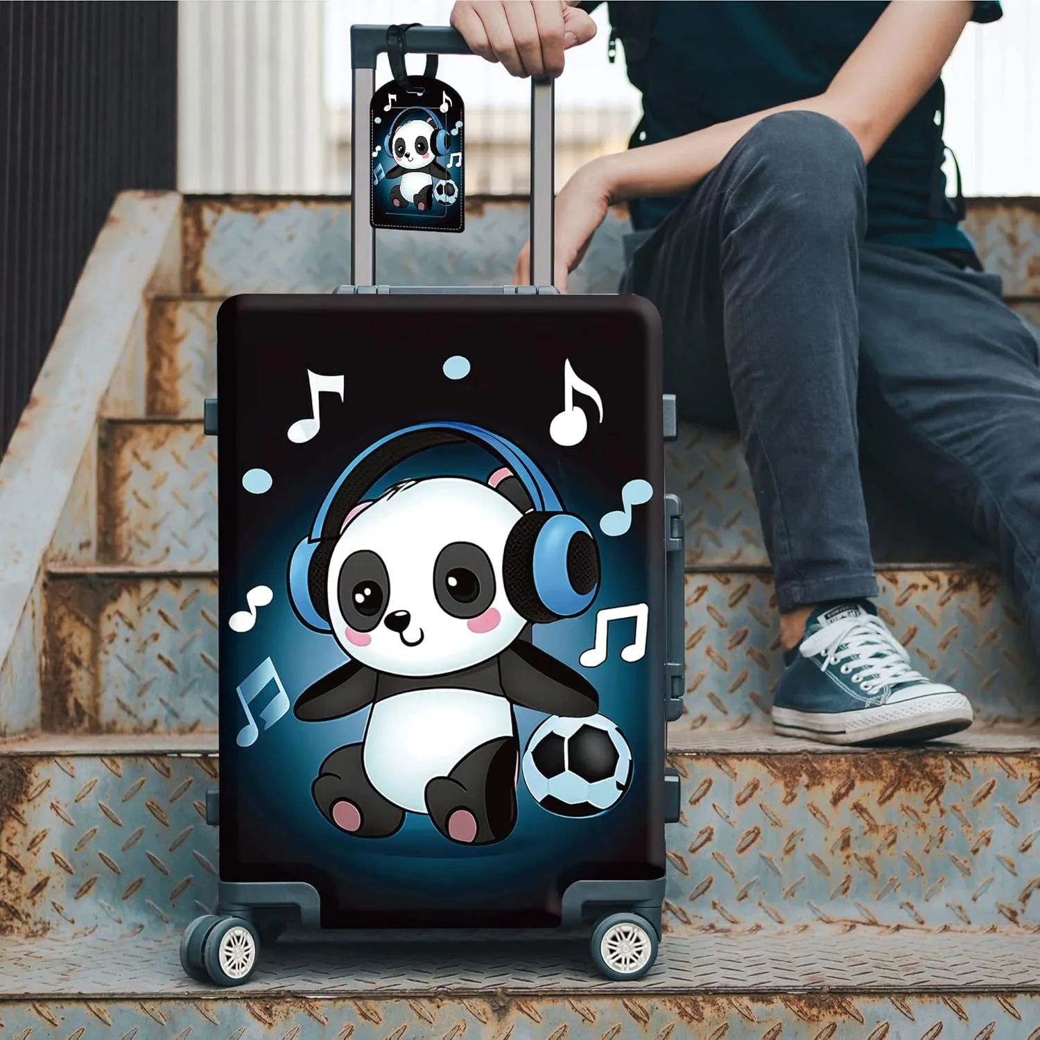 RYUITHDJP Suitcase Cover 18-22 Inches, Luggage Cover for Suitcase Premium Zipper Close Protect and Personalize Your Luggage - Cute Panda