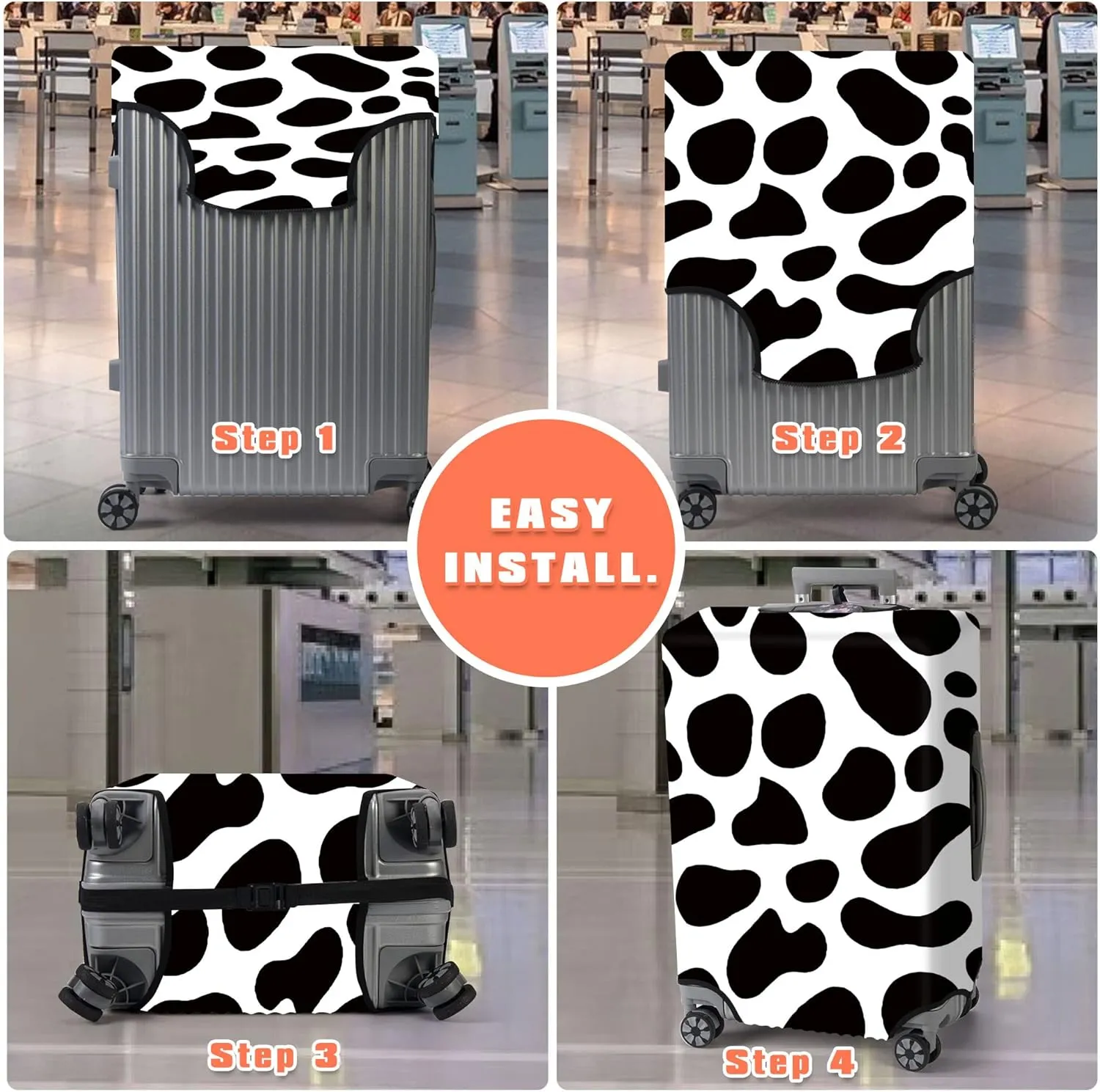 RYUITHDJP Suitcase Cover 29-30 Inchs, Luggage Cover for Suitcase Premium Zipper Close Protect and Personalize Your Luggage - Cow Print