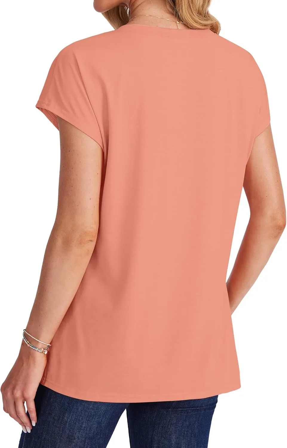 SAMPEEL Womens T Shirts V Neck Cap Short Sleeve Summer Tops Trendy 2025 Loose Casual Tshirts with Pocket