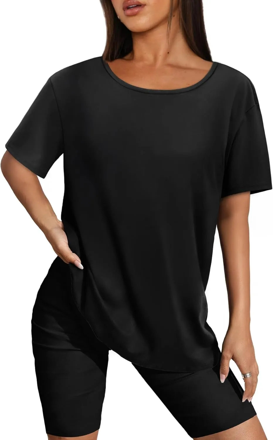 SAMPEEL Womens Workout Tops Oversized T Shirts Loose Fit Crewneck Short Sleeve Summer Sun Protection UPF 50 