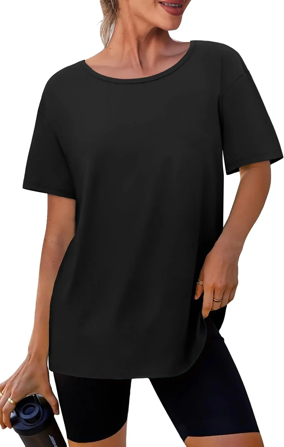 SAMPEEL Womens Workout Tops Oversized T Shirts Loose Fit Crewneck Short Sleeve Summer Sun Protection UPF 50 