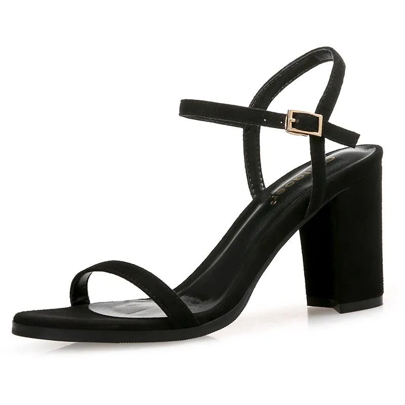 Sandals Female Fairy Style Fashion Wild Mid-heel Thick Heel Fashion Word Buckle High Heels Summer