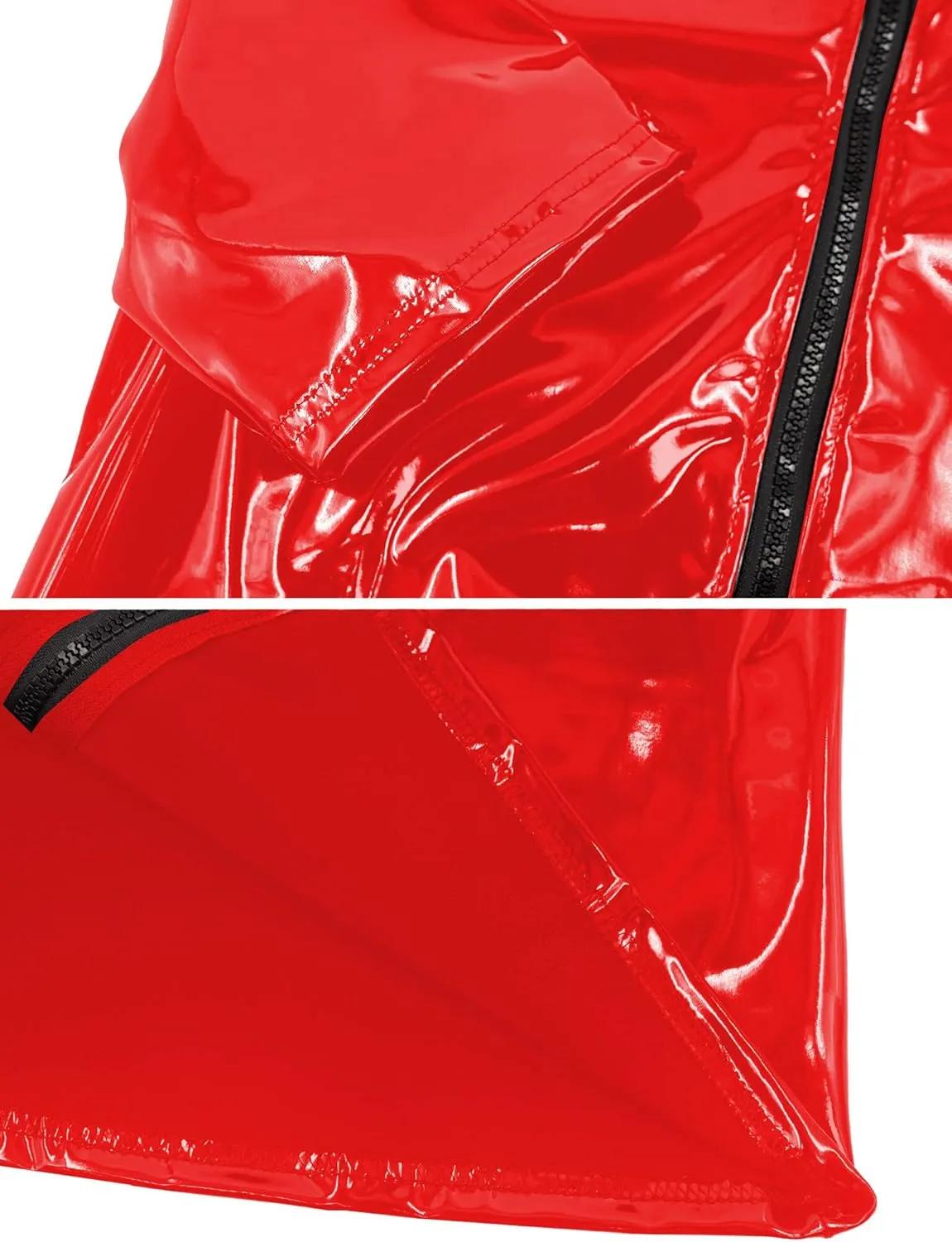 SEAUR Men's Shiny Patent Leather Jacket Casual Slim Fit Leather Muscle Tank Top T-Shirts Nightclub Party Clubwear