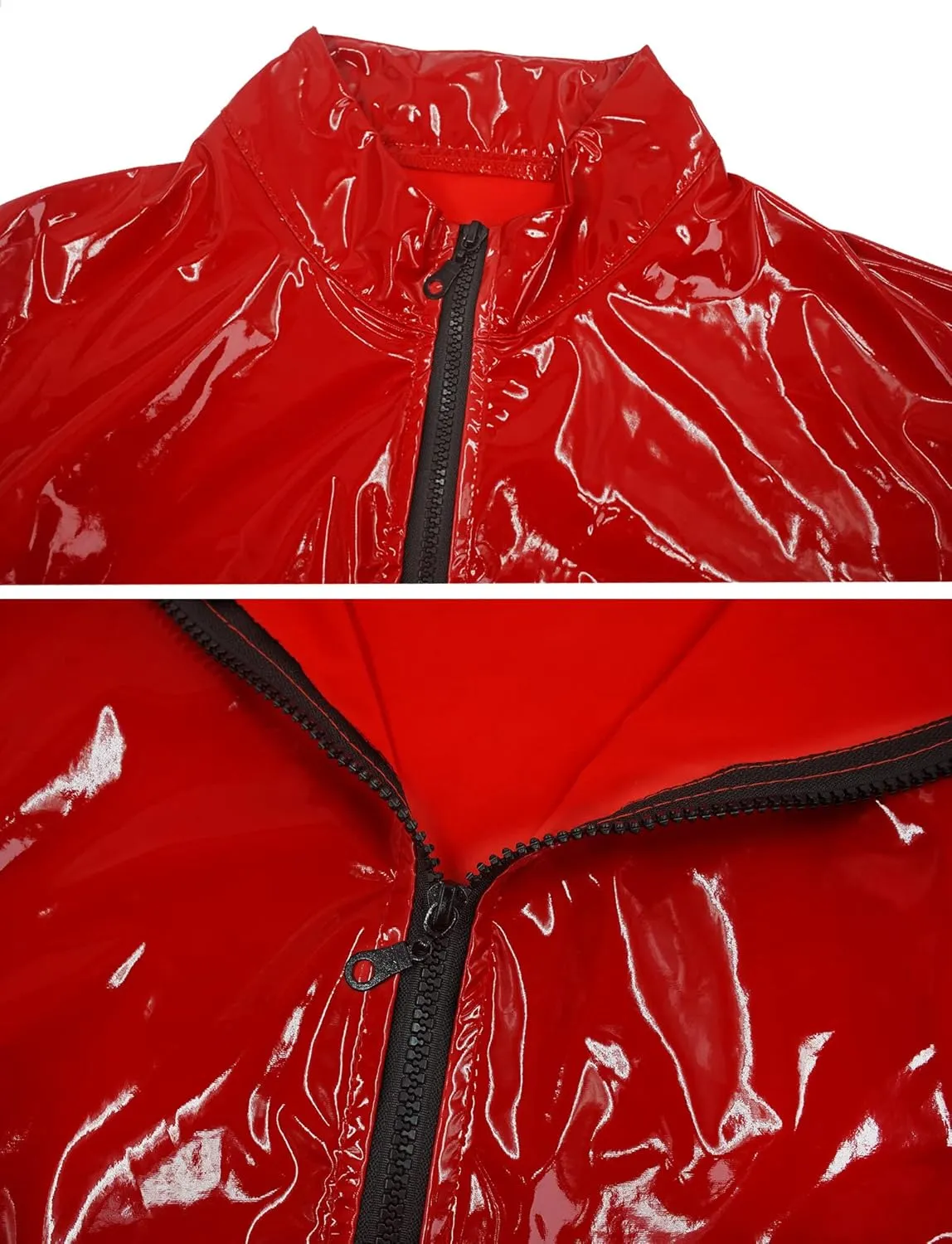 SEAUR Men's Shiny Patent Leather Jacket Casual Slim Fit Leather Muscle Tank Top T-Shirts Nightclub Party Clubwear