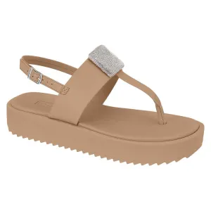 Silver Detail Beige Chunky Sandals