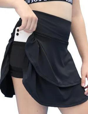 simtuor Girls Tennis Skirts Pleated Kids Athletic Skorts Layered Ruffle Golf Running Workout Skirt with Pockets 4-13 Years