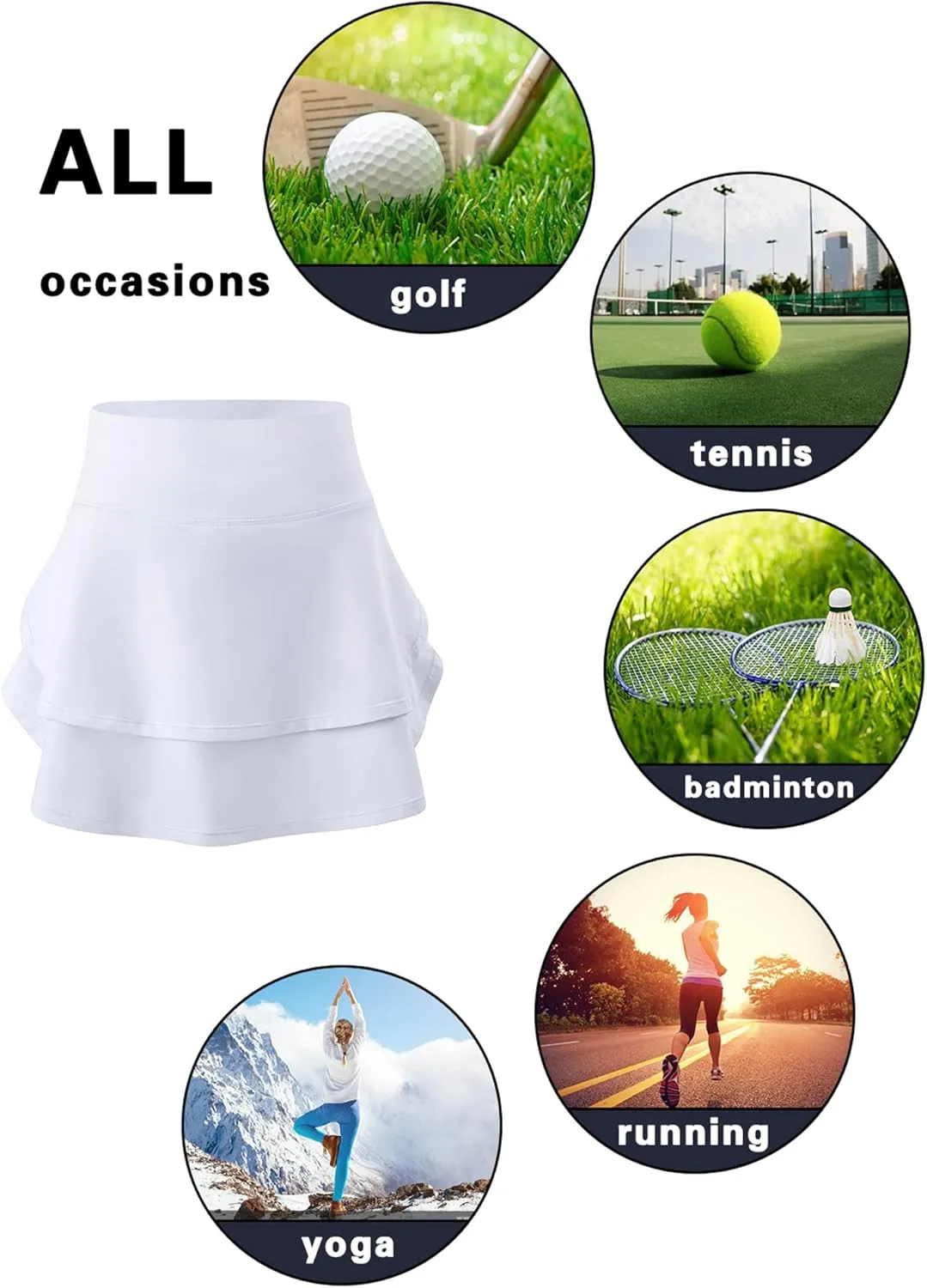 simtuor Girls Tennis Skirts Pleated Kids Athletic Skorts Layered Ruffle Golf Running Workout Skirt with Pockets 4-13 Years