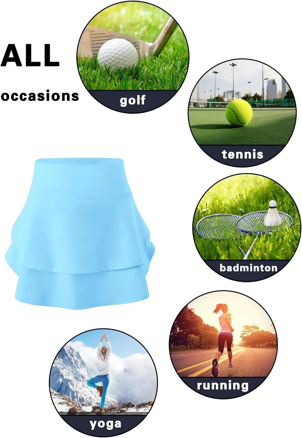 simtuor Girls Tennis Skirts Pleated Kids Athletic Skorts Layered Ruffle Golf Running Workout Skirt with Pockets 4-13 Years