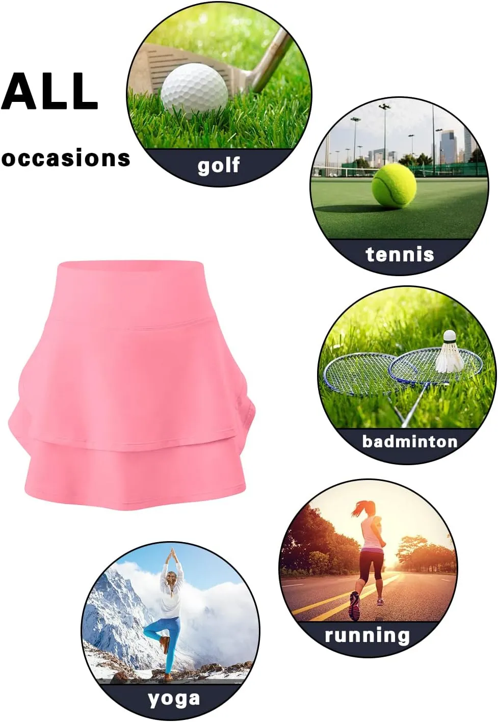 simtuor Girls Tennis Skirts Pleated Kids Athletic Skorts Layered Ruffle Golf Running Workout Skirt with Pockets 4-13 Years
