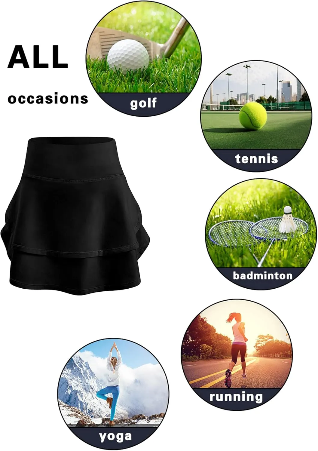 simtuor Girls Tennis Skirts Pleated Kids Athletic Skorts Layered Ruffle Golf Running Workout Skirt with Pockets 4-13 Years