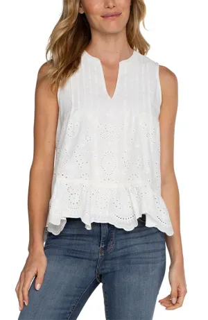 Sleeveless Embroidered Woven Top