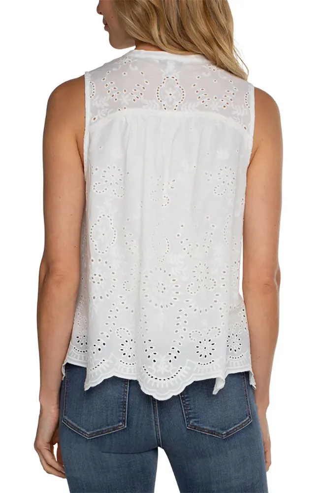 Sleeveless Embroidered Woven Top