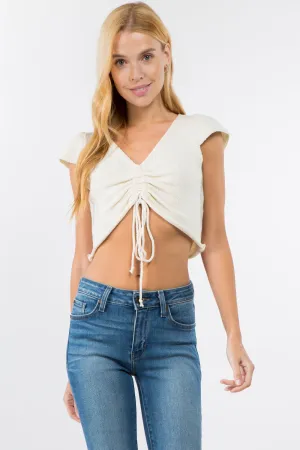 Slip Tie String Front Detail Cropped Top