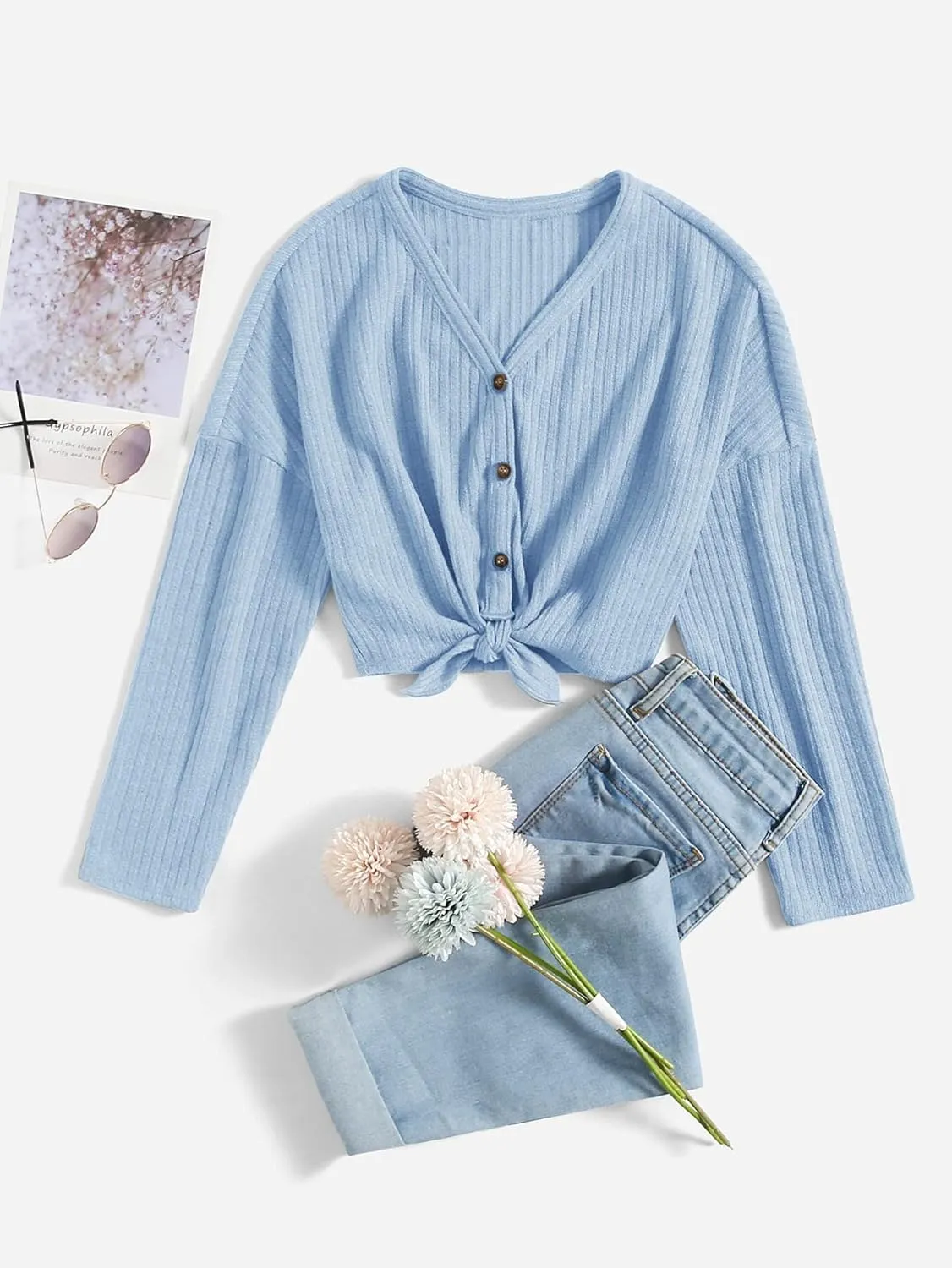 SOLY HUX Girl's Casual Cardigan Open Front Long Sleeve Top Cute Jacket Outwear for Girls Cardigan T Shirts