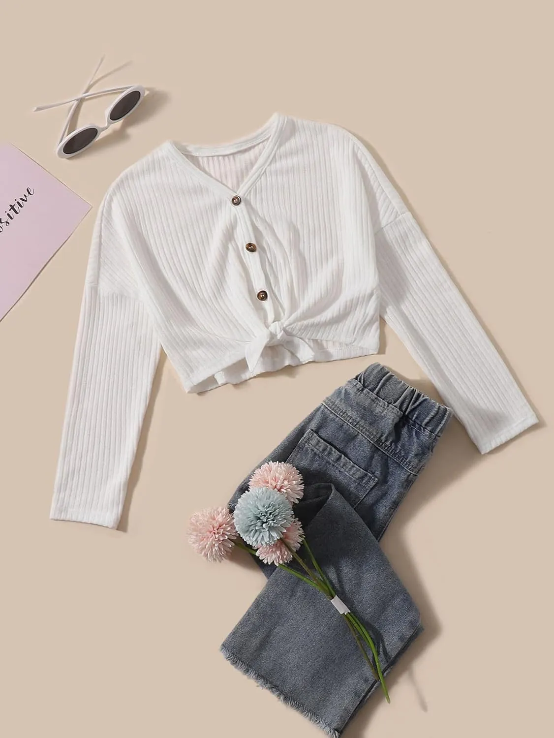 SOLY HUX Girl's Casual Cardigan Open Front Long Sleeve Top Cute Jacket Outwear for Girls Cardigan T Shirts