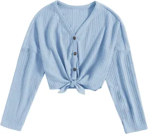 SOLY HUX Girl's Casual Cardigan Open Front Long Sleeve Top Cute Jacket Outwear for Girls Cardigan T Shirts