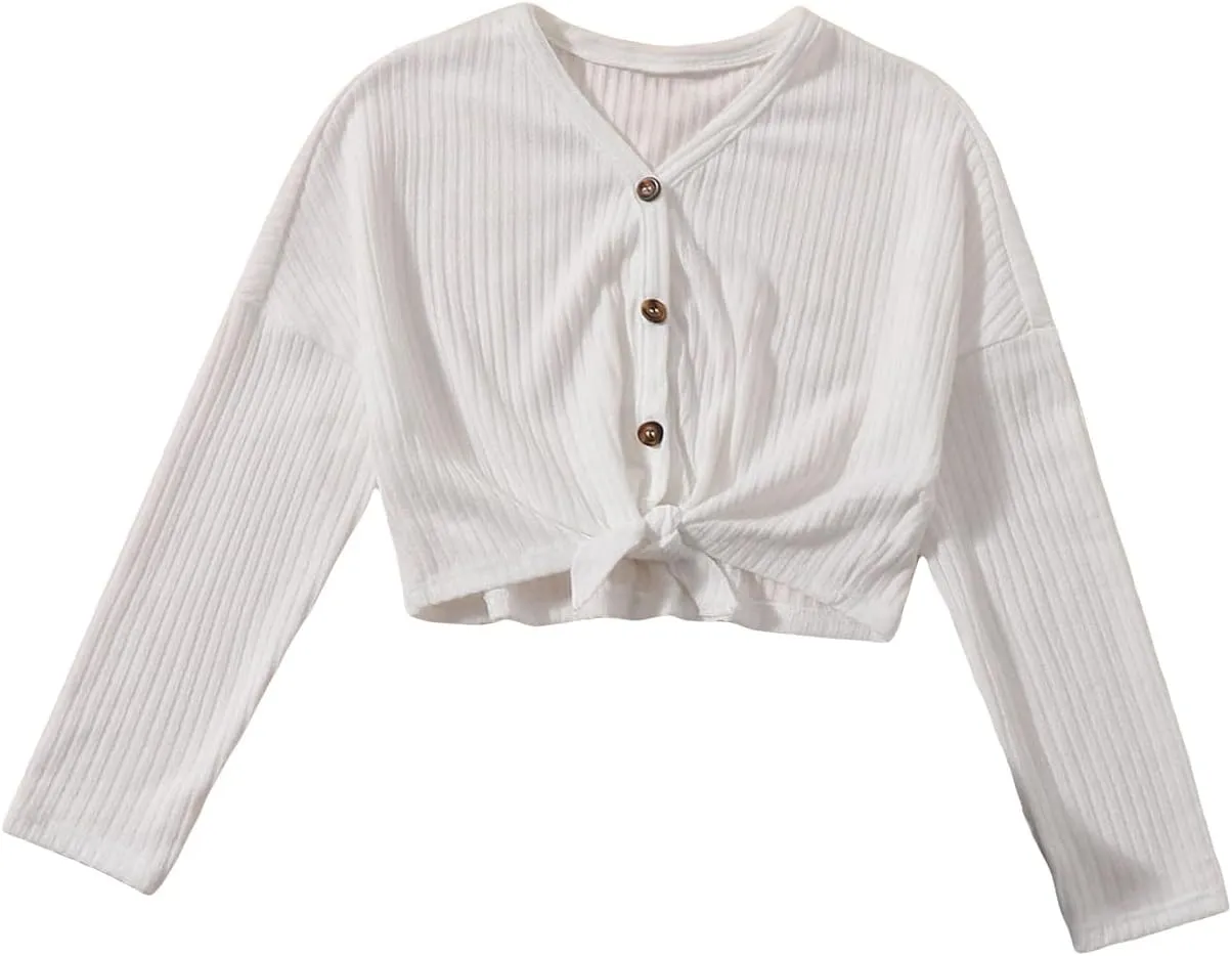 SOLY HUX Girl's Casual Cardigan Open Front Long Sleeve Top Cute Jacket Outwear for Girls Cardigan T Shirts
