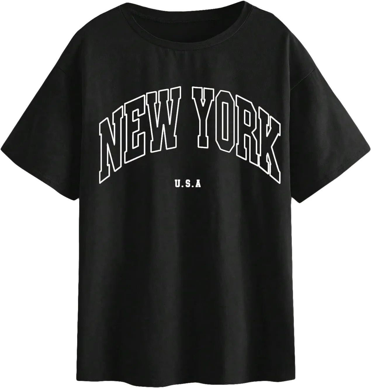 SOLY HUX Women's Graphic Oversized Tees Letter Print Summer Tops Vintage Half Sleeve Loose Casual T Shirts