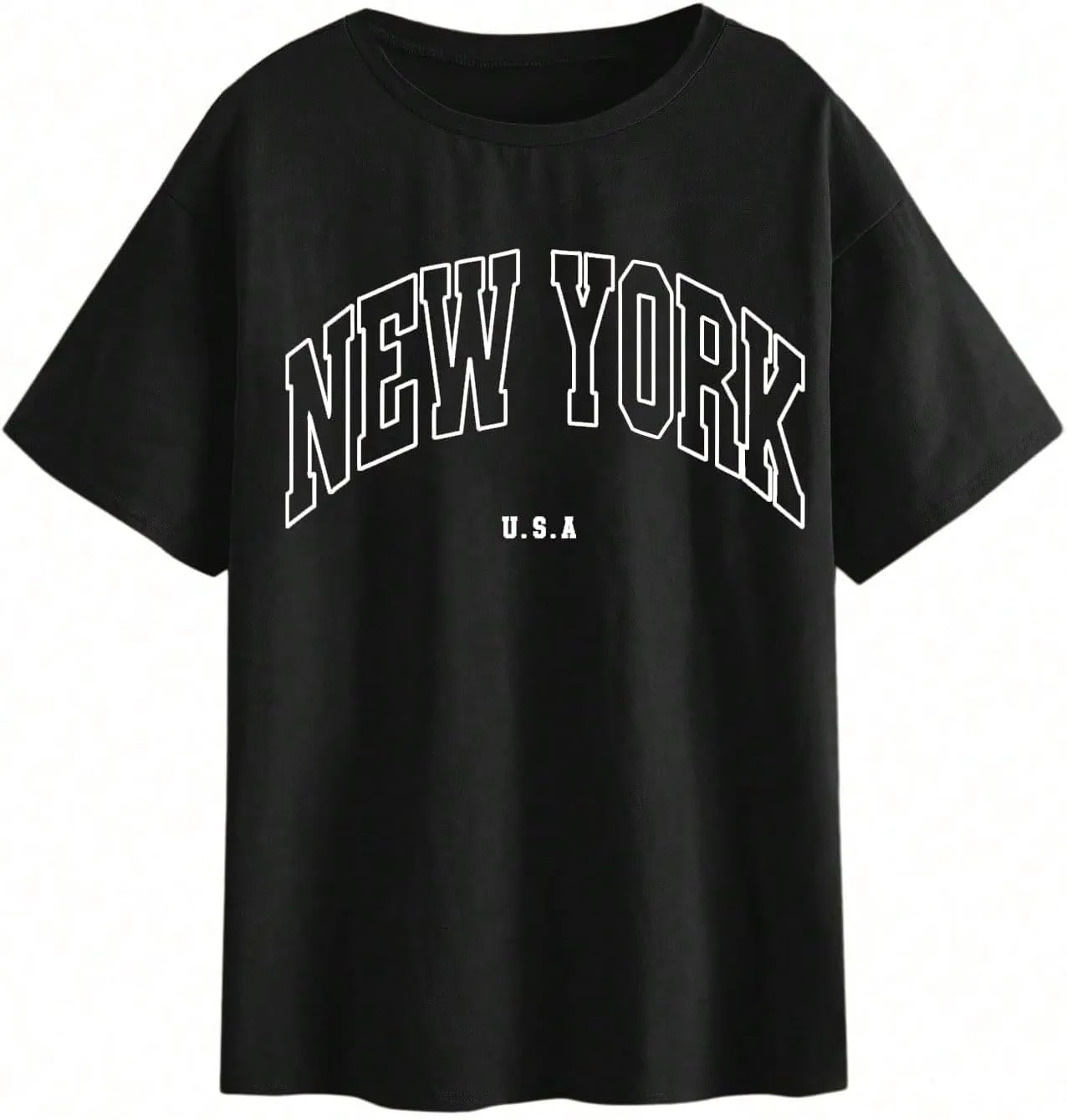SOLY HUX Women's Graphic Oversized Tees Letter Print Summer Tops Vintage Half Sleeve Loose Casual T Shirts