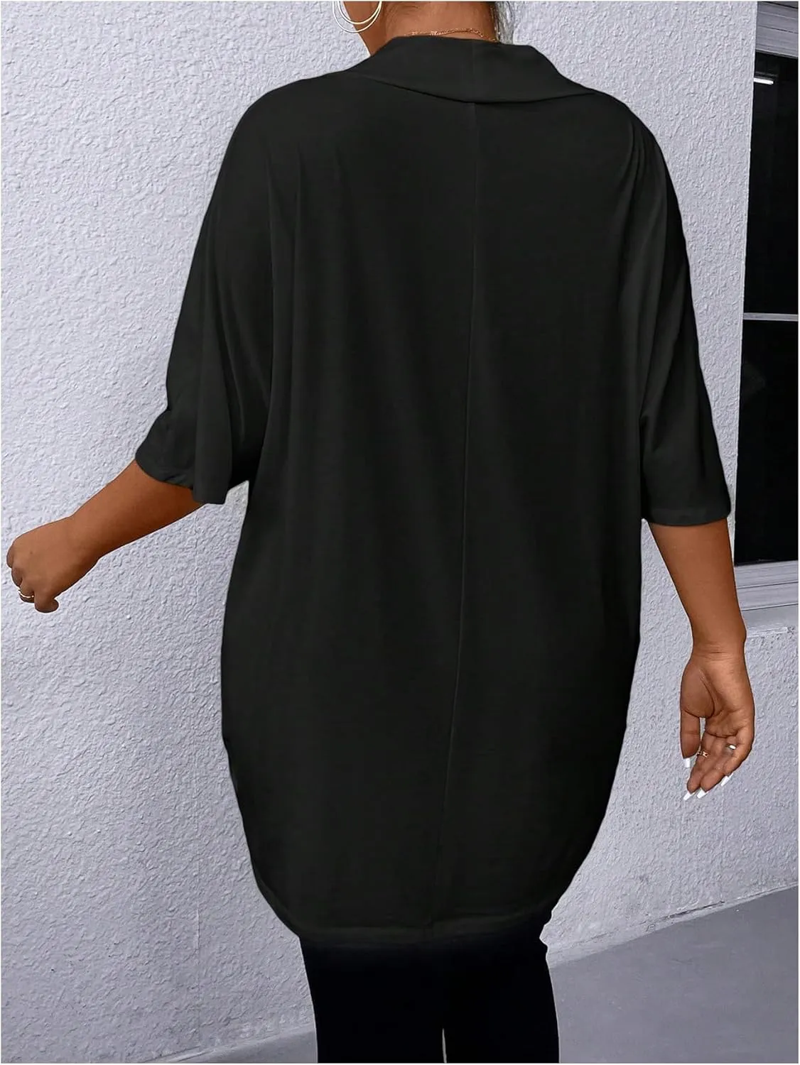 SOLY HUX Women's Plus Size Deep V Neck Oversized T Shirts Ombre Wrap Going Out Tee Tops