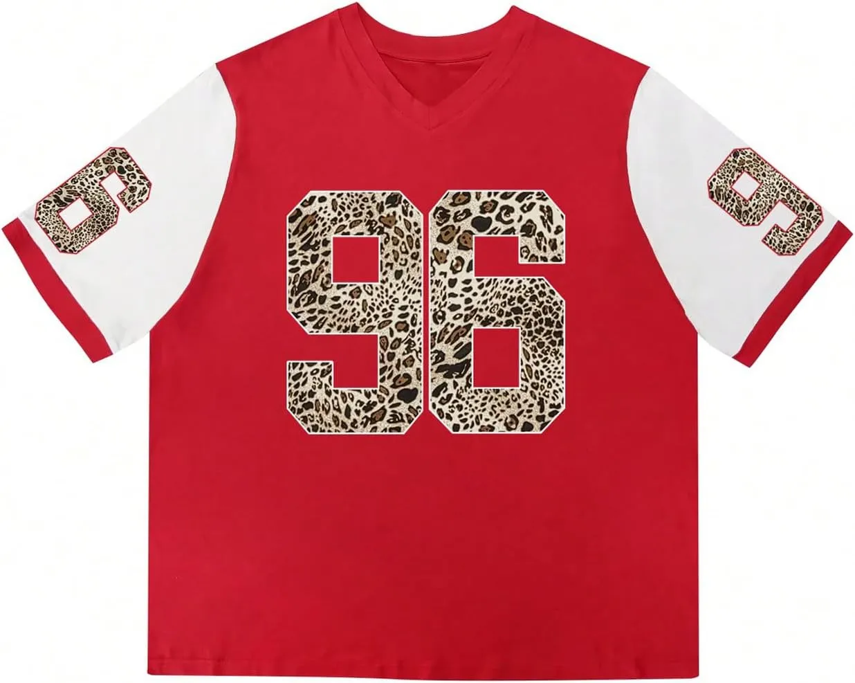 SOLY HUX Women's Plus Size Summer Leopard Jersey T Shirts Oversized V Neck Graphic Tee Tops