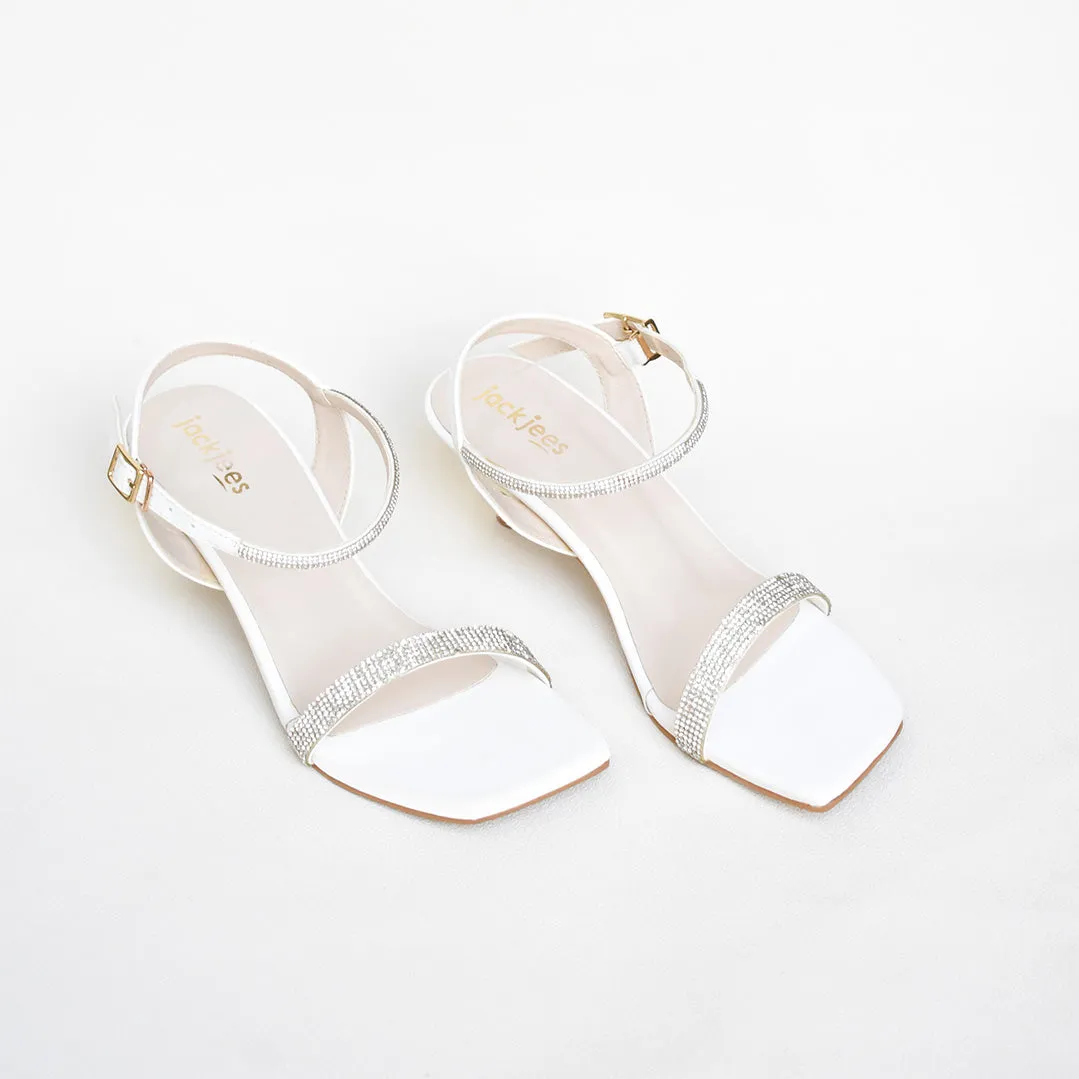 Starry Square-Toe heels White