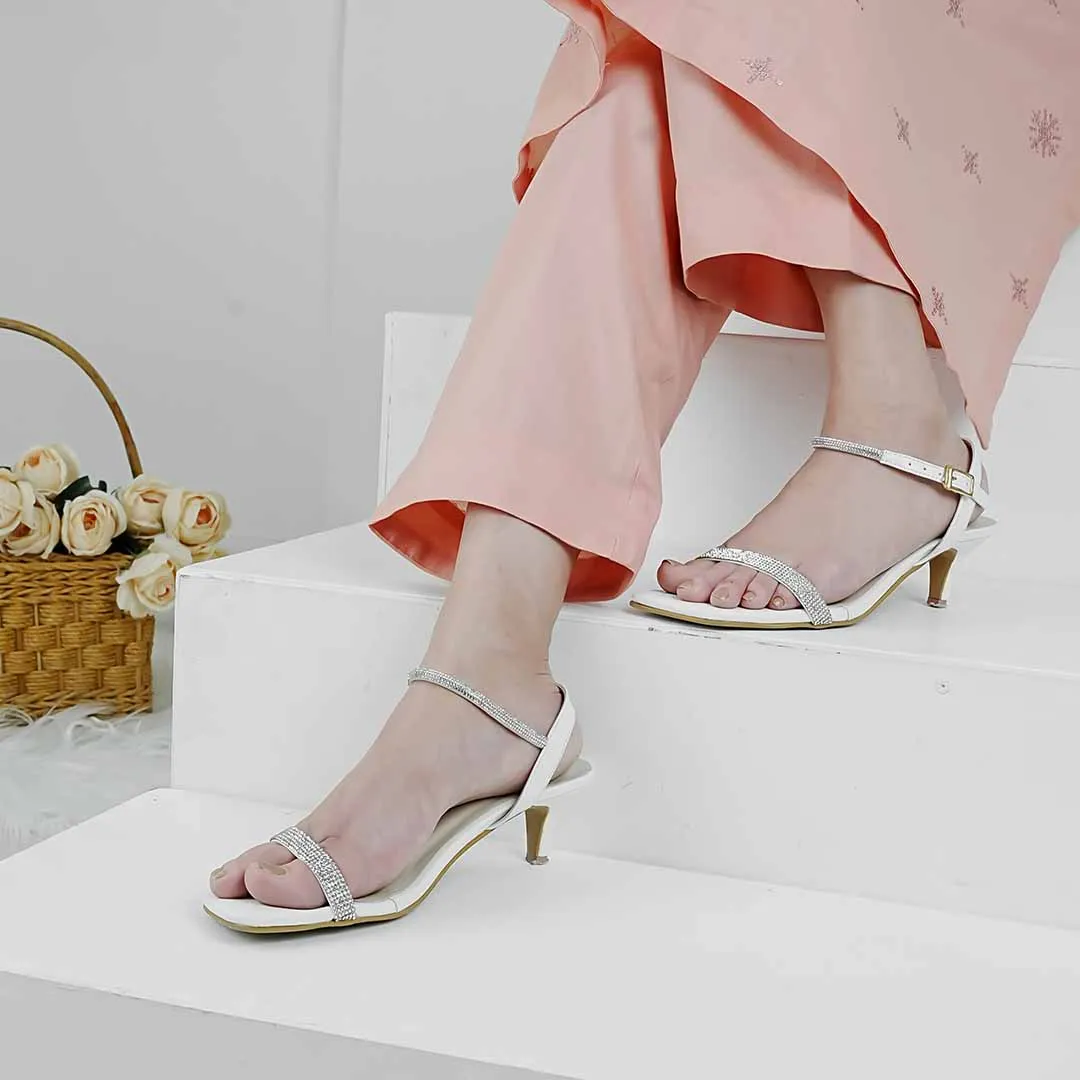 Starry Square-Toe heels White