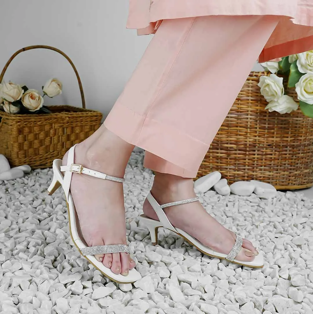 Starry Square-Toe heels White