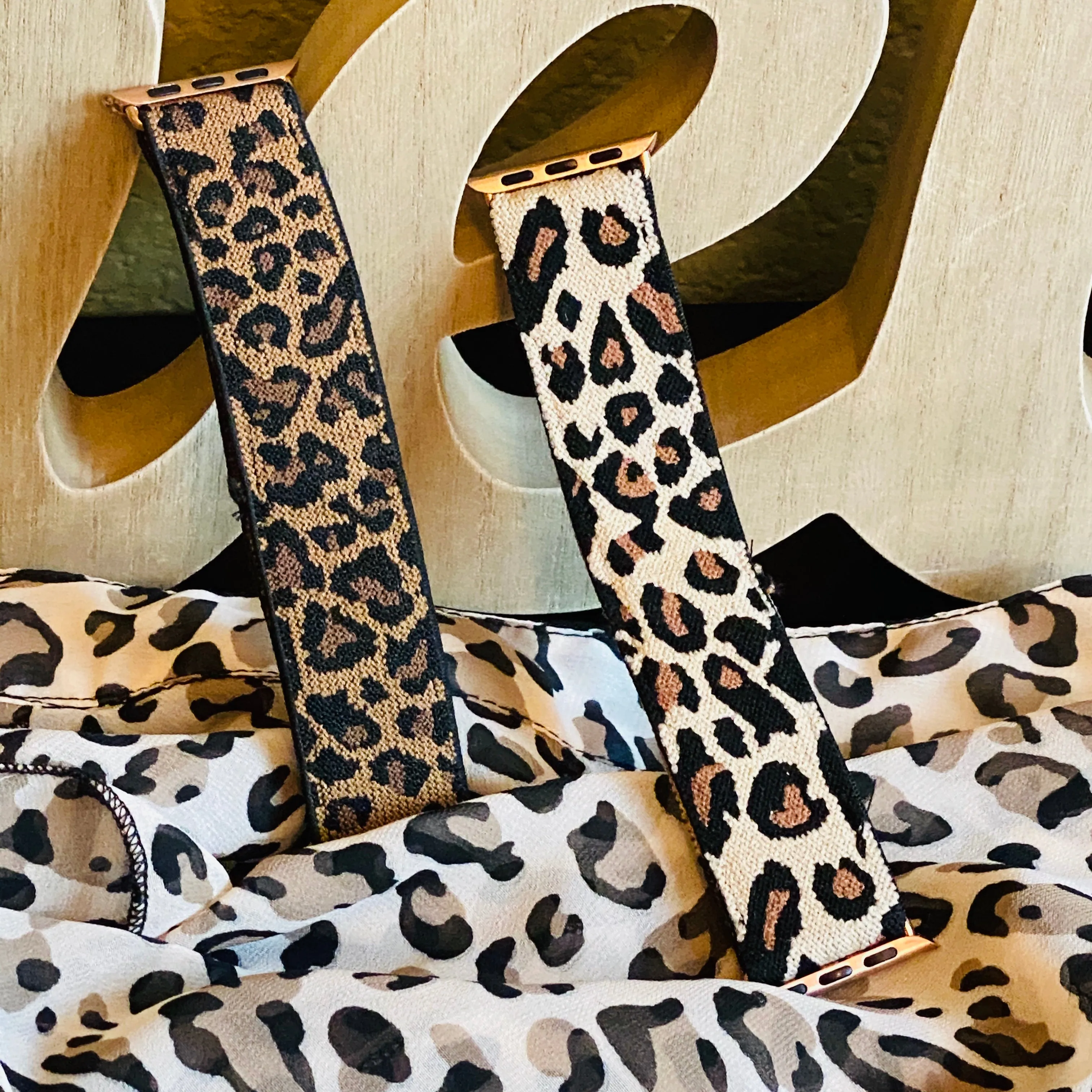 Stretchable Elastic Leopard Print Band For Apple Watch Two Colors Available